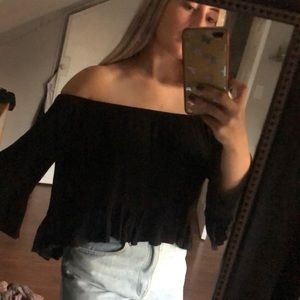 Topshop off the shoulder frilly top size two 2